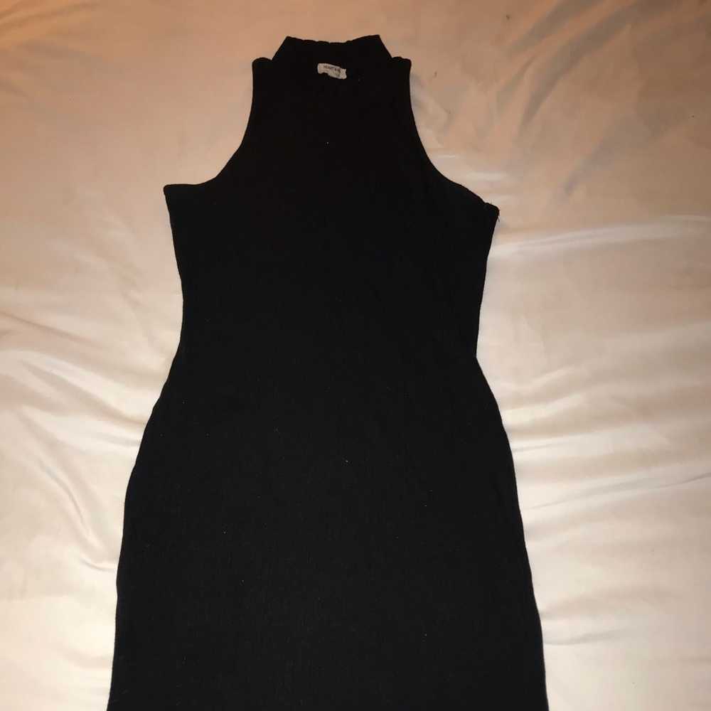 Classic Elegance: Black Faux Turtle Neck Bodycon Dress